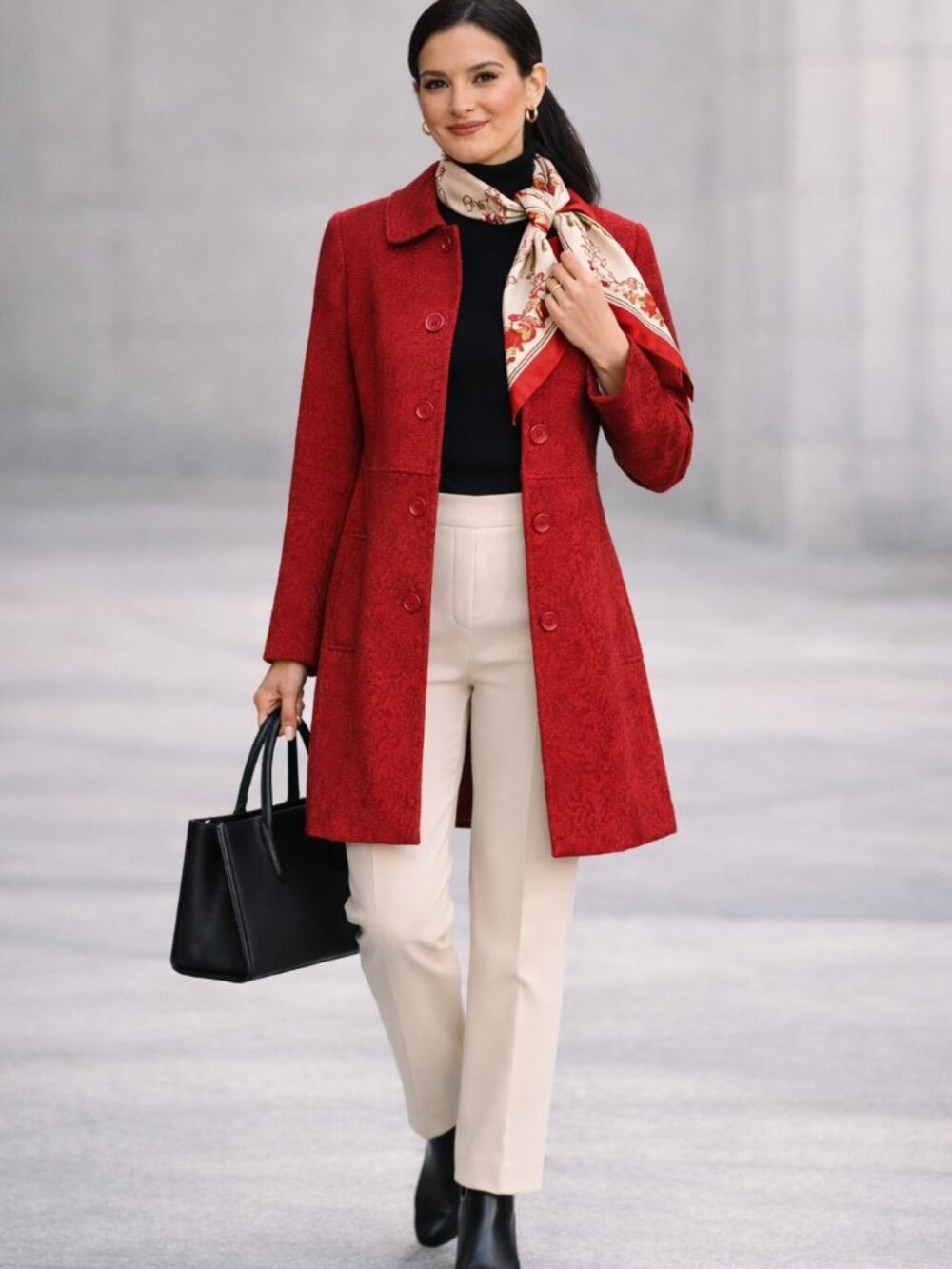 Scott Taylor Rich Red Brocade Topper Textured Coat Lined Interior Pockets Med